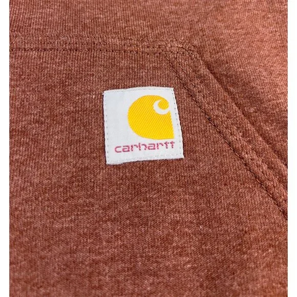 Carhartt Mens Loose Fit Midweight Hoodie M Mocha Heather Graphic Sleeve Logo New - Picture 2 of 11